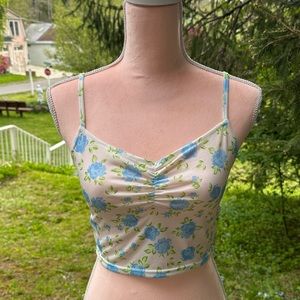 Mini blue, green, & white floral tank